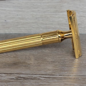 Gillette Fat Handle Post War Tech Vintage Safety Razor -24K Gold
