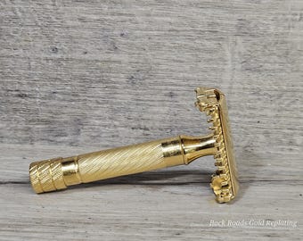 Gillette 30's Aristocrat Open Comb Vintage Safety Razor -Replated  24K Gold