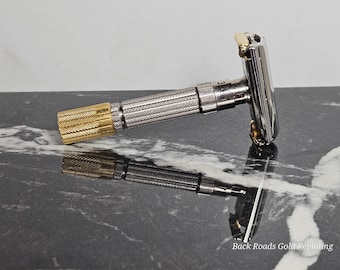 Gillette FatBoy F4 1960 Vintage Safety Razor - 2-Tone 24K Gold/Rhodium