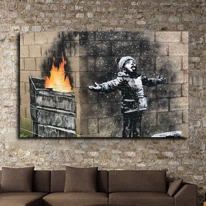 Season Greeting Bansky Canvas Wall Art Banksy Wall Art Cool Poster Cool Art Pop Art Graffiti Art for Bedroom Livingroom Humor Wall Art