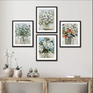 Colorido ramo pared arte jarrón pared arte botánico pared decoración flor hierba habitación arte flor arte moda cartel dormitorio sala decoración