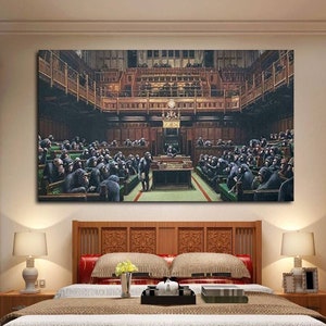 Monkey Parliment Canvas Wall Art Banksy Wall Art Cool Poster Cool Art Pop Art Graffiti Art for Bedroom Livingroom Humor Wall Art