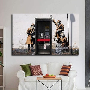 Spy Booth Canvas Wall Art Banksy Wall Art Cool Poster Cool Art Pop Art Graffiti Art for Bedroom Livingroom Humor Wall Art