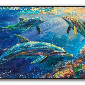 Dolphin Canvas Art Dolphin Wall Decor Sea Animal Painting Dolphin Painting Animal Wall Art Room Art Sea Animal decor Animal Canvas Art