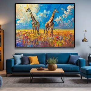 Giraffe Canvas Art Giraffe Painting on Canvas Animal Canvas Art Giraffe ...