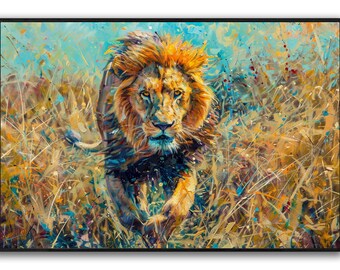 Lion Canvas Art: Animal Painting, Framed Wall Decor