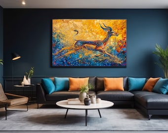 Hirsch Leinwand Kunst | Abstrakte Tiermalerei, Wanddekor