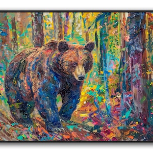 Bear Canvas Art Bear Painting on Canvas Animal Canvas Art Bear Canvas Animal Wall Art Canvas Art Wall Art Room Decor Wall Decor