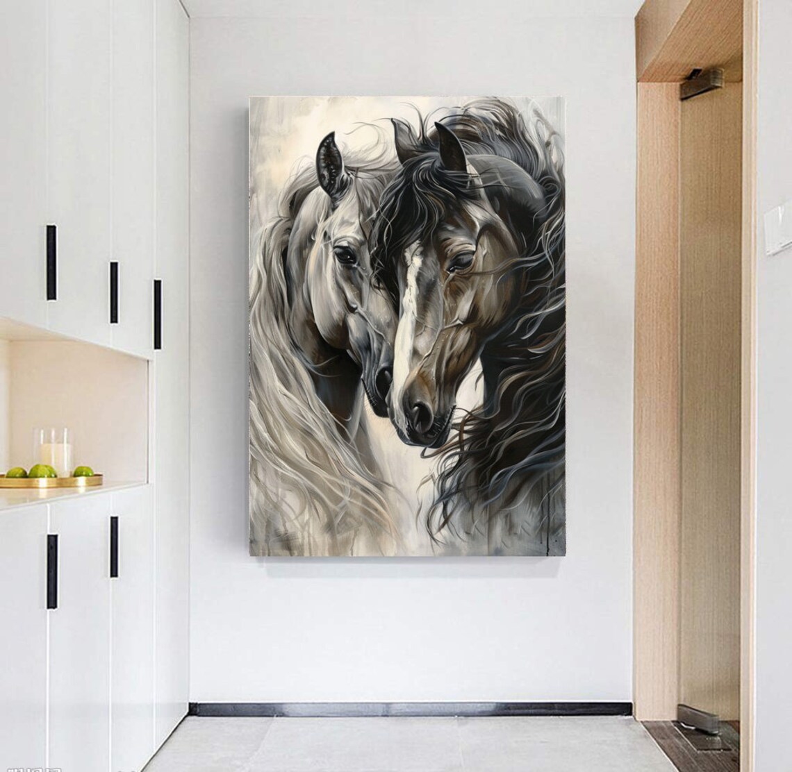 Black Horse Canvas Art Horse Painting on Canvas Animal Canvas Art Horse ...