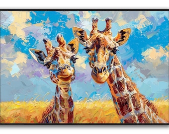 Giraffe Canvas Art Print: Animal Painting, Framed Wall Decor