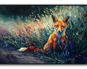 Fox canvas schilderij, dieren muurkunst, ingelijste canvas print