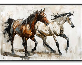 Canvaskunst paard: dierenschilderij, ingelijste muurdecoratie