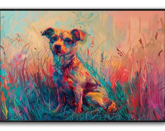 犬 - 動物ポップアート、犬のプリント、動物キャンバス、カラフルな