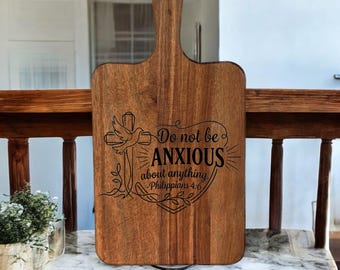 Bible Verse Bamboo Cutting Board, Custom Engraved Scripture Gift, Personalized Christian Kitchen Decor, Religious Gift for Women Men