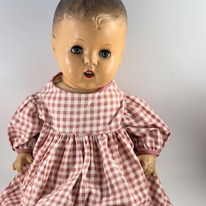 Vintage Creepy Baby Doll with Molded Hair, Sleep Eyes, Cloth Body and Composition Arms and Legs
