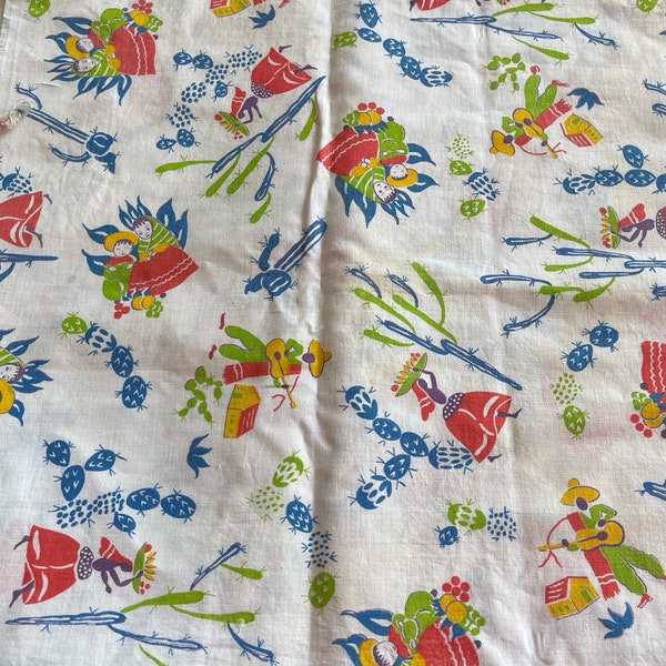 Vintage Colorful Southwestern Design Print Feed Sack Feedsack Cotton Print Fabric