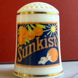Vintage Advertising SUNKIST Fine Porcelain Collectors Thimble