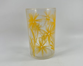 Vintage SWANKY SWIG 1950's Era Juice Glass with Yellow Floral Cornflower Design