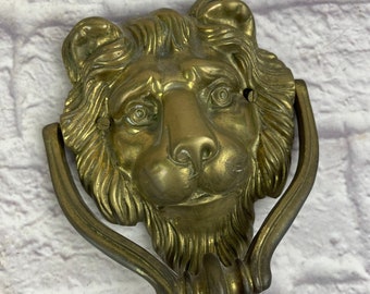 Vintage Solid Brass Lion's Head Door Knocker