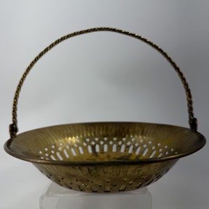 Vintage Small Solid Brass Basket
