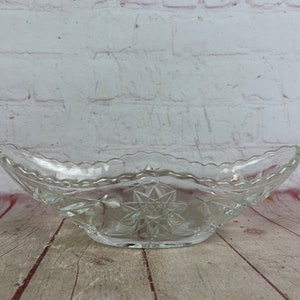 Vintage Anchor Hocking Clear Glass Gondola Candy Dish Star of David American Prescut EAPG