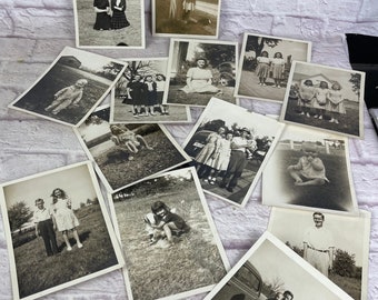 Lot de 14 photographies vintage en noir et blanc des années 40 et 50, 5 x 7