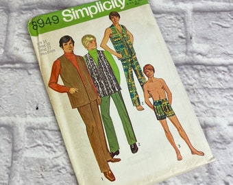 Vintage Simplicity #8949 Pattern for Teen Boys' Size 14 Pants in Two Lengths and Vest