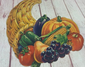 Vintage Horn of Plenty Cardboard Thanksgiving Wall Decoration Classroom School