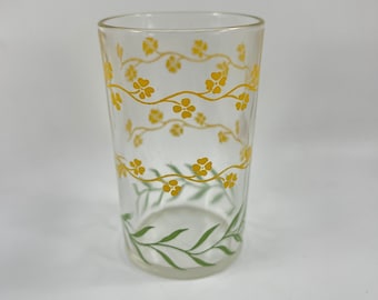 Vintage SWANKY SWIG 1950's Era Juice Glass with Tiny Yellow Floral Design