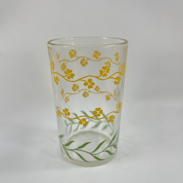 Vintage SWANKY SWIG 1950's Era Juice Glass with Tiny Yellow Floral Design