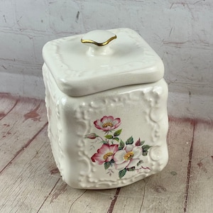 Vintage House of Webster Wild Briar Rose Square Biscuit Jar