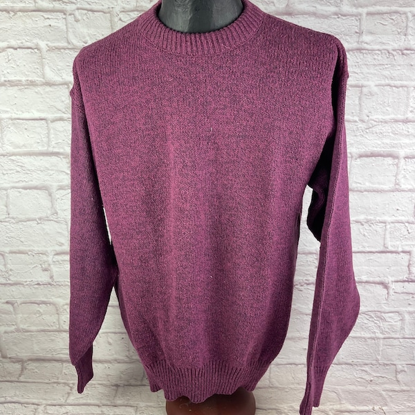 Vintage NWT 1970's-80's Eddie Bauer Crew Neck Sweater Cranberry Purple Men's Size Large