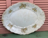 Vintage Well Loved Large Platter Yellow Roses