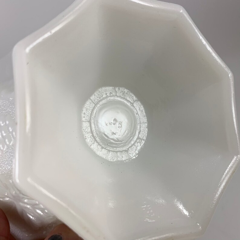Vintage White Milk Glass Grape Pattern Candy Dish with Lid Etsy