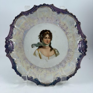 Vintage Queen Louise of Prussia Portrait Plate with Gold Trim Decorative Plate