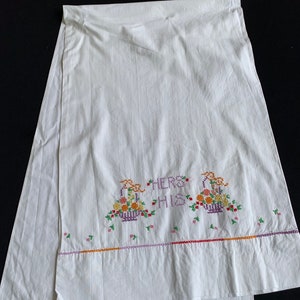 Funda de almohada para él y para ella, estilo vintage, blanca, con bordado a mano