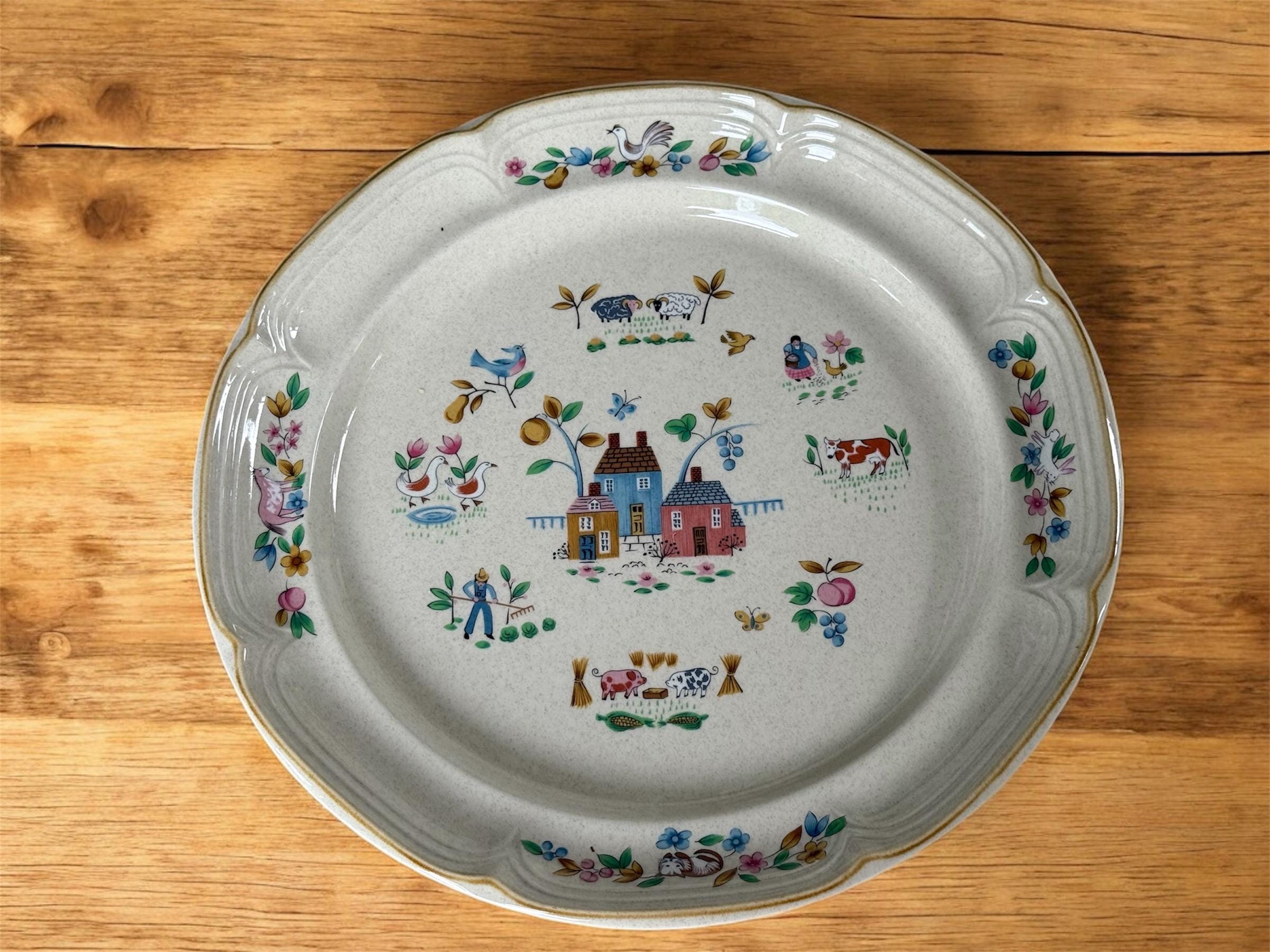 Vintage International China HEARTLAND Stoneware 12" Inch Round Platter Serving Plate