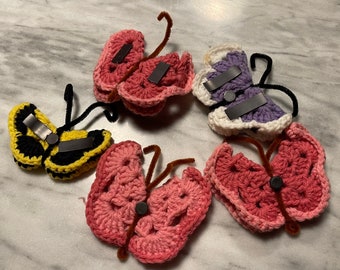 Vintage 1970's Era Lot of Hand Crochet Butterfly Butterflies Magnets