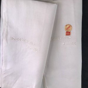 Pair of Vintage White All Cotton Imperial Men&#39;s Hankies/Handkerchiefs with Embroidery Monogrammed &quot;R&quot;