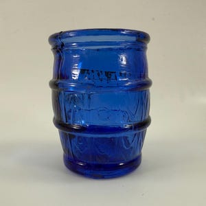 Vintage Cobalt Blue Barrel Design Toothpick Holder