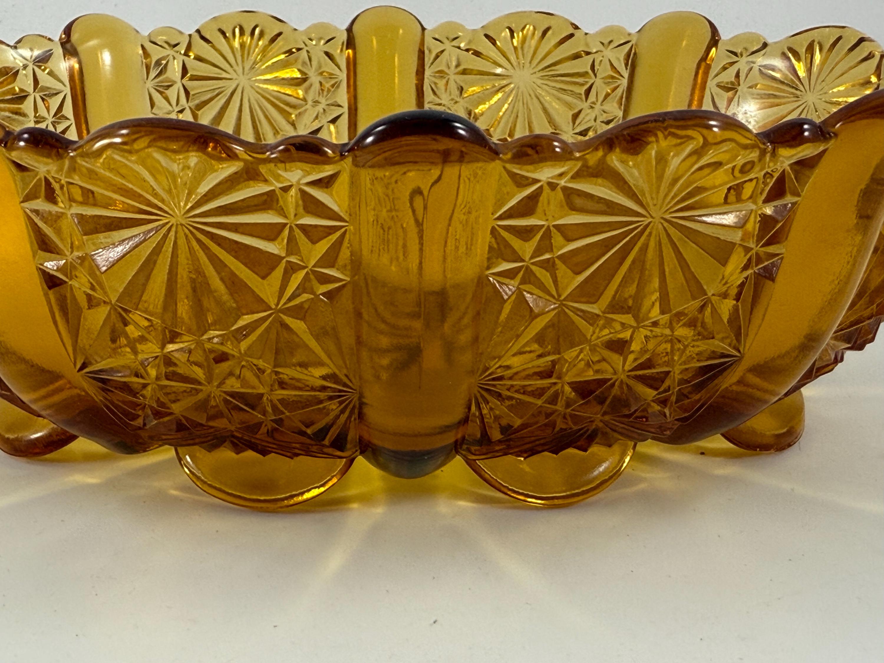 Vintage Amber Colored Glass Fenton Old Virginia Glass Scalloped
