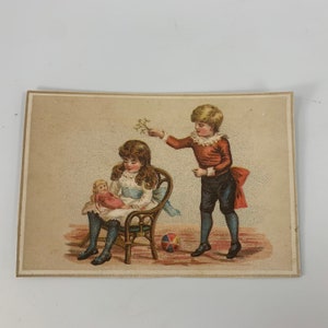 Antike / Vintage Handelskarte von Woodson Spice Company für Löwenkaffee Kunstwerk spielende Kinder