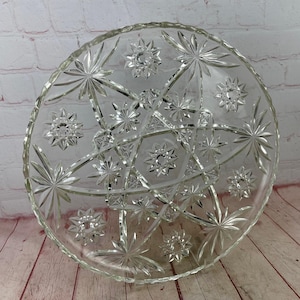 Anchor Hocking Early American Prescut Cake Plate or Platter Star of David