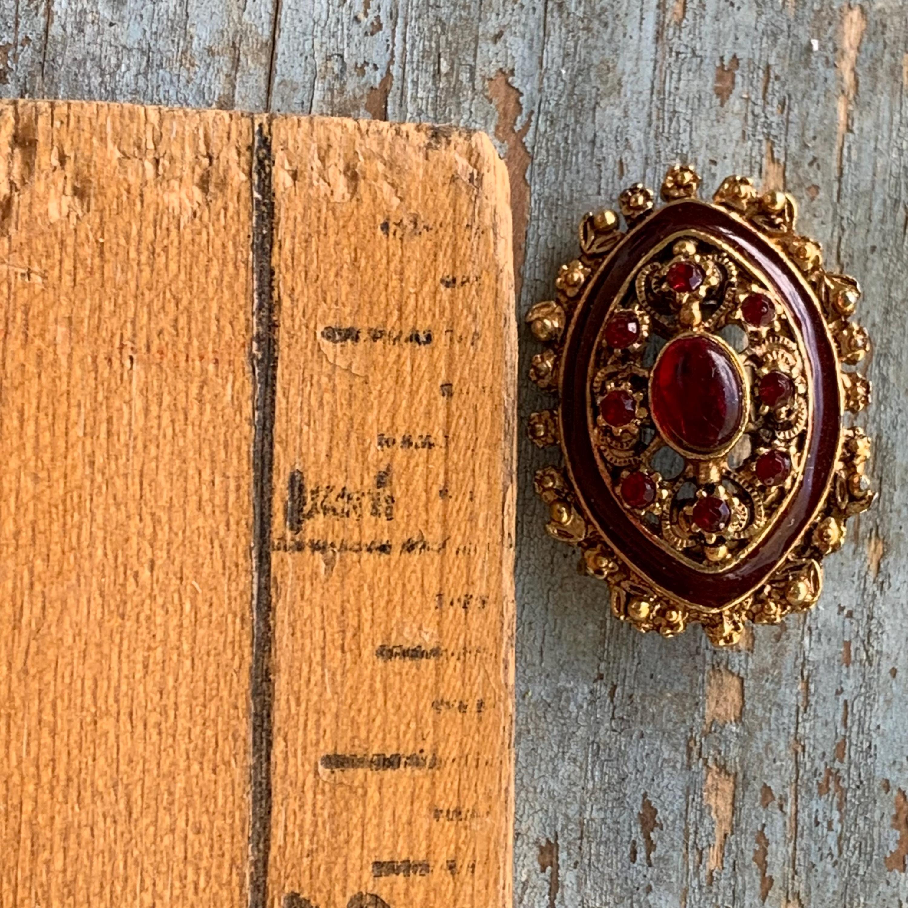 Vintage Signed FLORENZA Renaissance Brooch Multi Stones