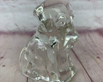 Vintage Clear Federal Glass Puppy Dog Candy Container