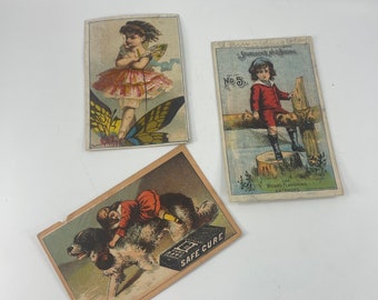 Trio of Vintage Victorian Era Trade Cards