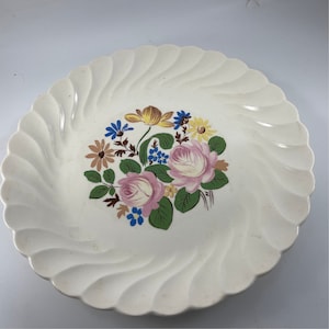 Vintage Floral Hand Painted Round Platter