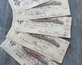 5 Vintage 1950's Era Cancelled Checks Farmers National Bank Princeton KY