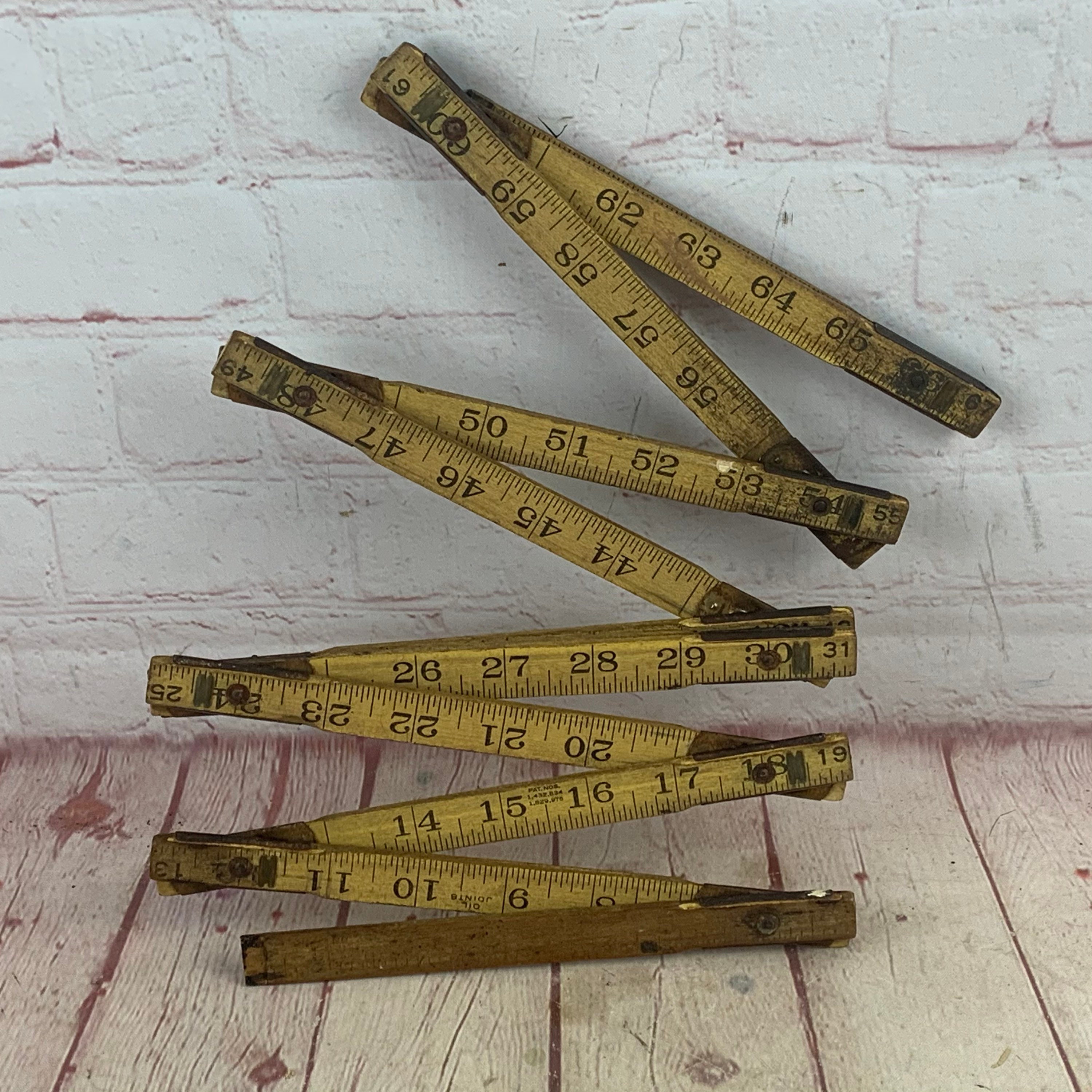Vintage Old Wood Folding Tape Measure Extension Ruler Neat Etsy