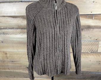Vintage Ladies' Size Large River Resort Columbia Brown Zip Up Sweater Jacket